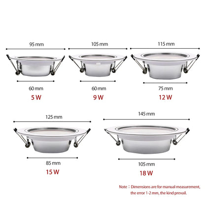 Led Downlight 220v 18W 15W 12W Ceiling Light 9W 5W Recessed Down light Round Led Panel Light Spotlight Indoor Lighting - GlowMart