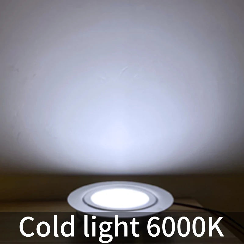 LED 12V downlight IP65 waterproof Camping car bathroom ceiling ultra-thin 24V cabinet light embedded 3W Showcase mini spotlight - GlowMart