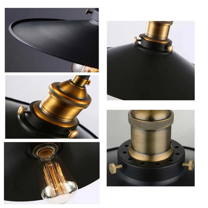 E27 Vintage Retro Edison Loft Indoor Pendant Lamp, Retro Industrial Ceiling Lamp Lacquered Iron Umbrella Lampshade Country Art