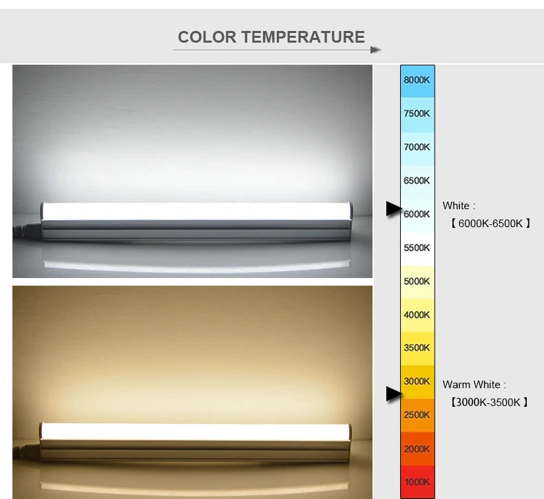 T5 T8 fluorescent lamp LED lamp 30cm 60cm 6w 10W cold white light 110V 220V LED lamp integration, kitchen lighting - GlowMart