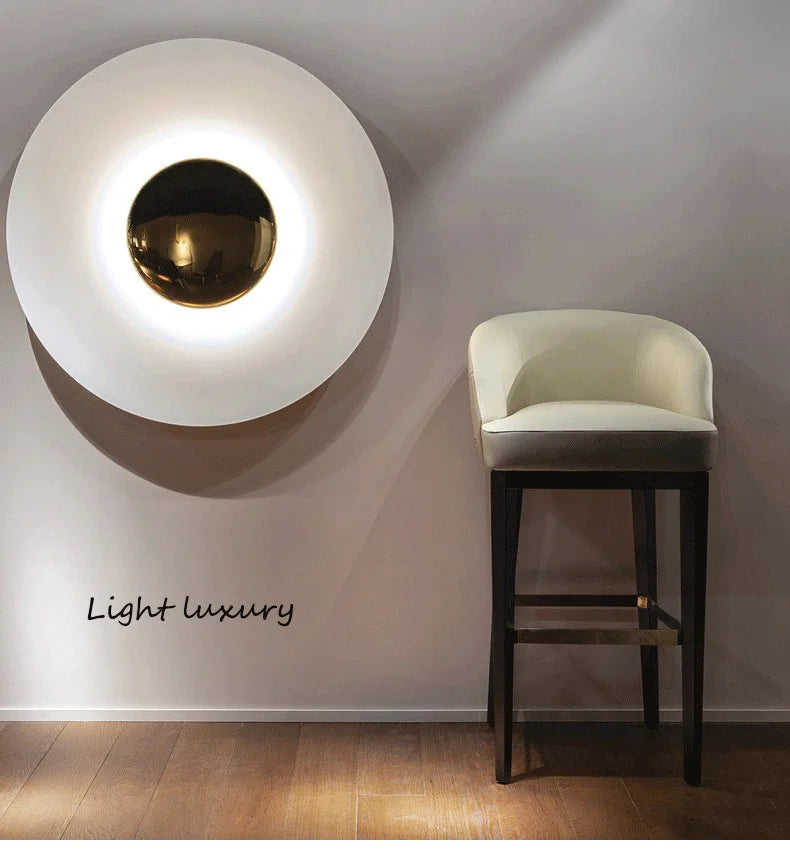 Indoor Modern Minimalist Designer LED Lamp Porch Bedroom Bedside Lighting Decoration Round Background Creative UFO Wall Sconces - GlowMart