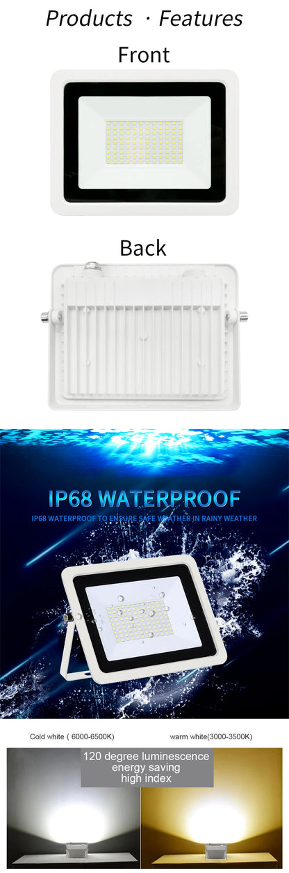LED Flood Light 10W 20W 30W 50W 100W AC220V IP68 Waterproof Projector Lighting Outdoor Spotlight Reflector Wall Lamp Street Lamp - GlowMart