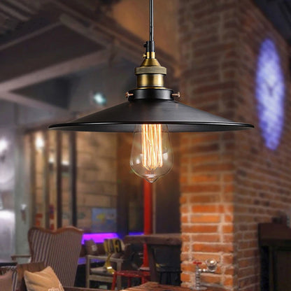 E27 Vintage Retro Edison Loft Indoor Pendant Lamp, Retro Industrial Ceiling Lamp Lacquered Iron Umbrella Lampshade Country Art