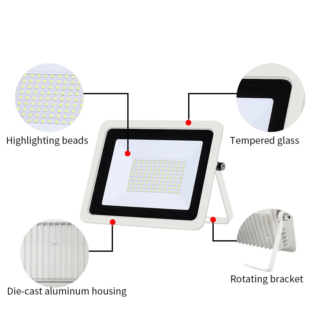 LED Flood Light 10W 20W 30W 50W 100W AC220V IP68 Waterproof Projector Lighting Outdoor Spotlight Reflector Wall Lamp Street Lamp - GlowMart