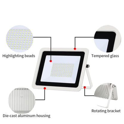 LED Flood Light 10W 20W 30W 50W 100W AC220V IP68 Waterproof Projector Lighting Outdoor Spotlight Reflector Wall Lamp Street Lamp - GlowMart