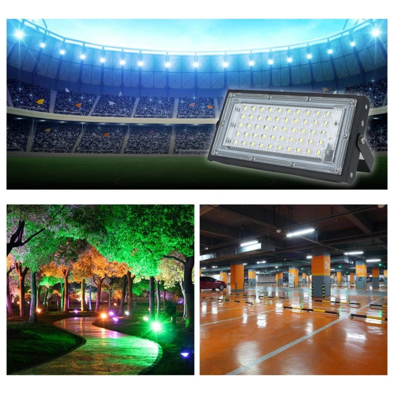 Led Flood Light 50W 220V Outdoor Floodlight IP65 Waterproof LED Street Lamp Cold/Warm white Red Green Blue RGB Spotlight - GlowMart