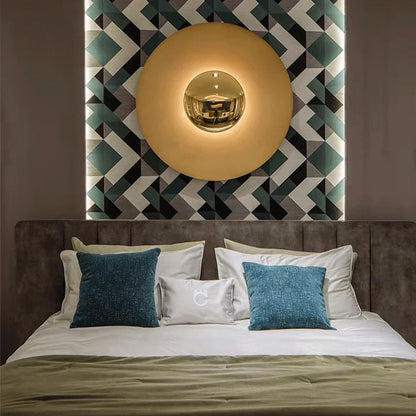 Indoor Modern Minimalist Designer LED Lamp Porch Bedroom Bedside Lighting Decoration Round Background Creative UFO Wall Sconces - GlowMart