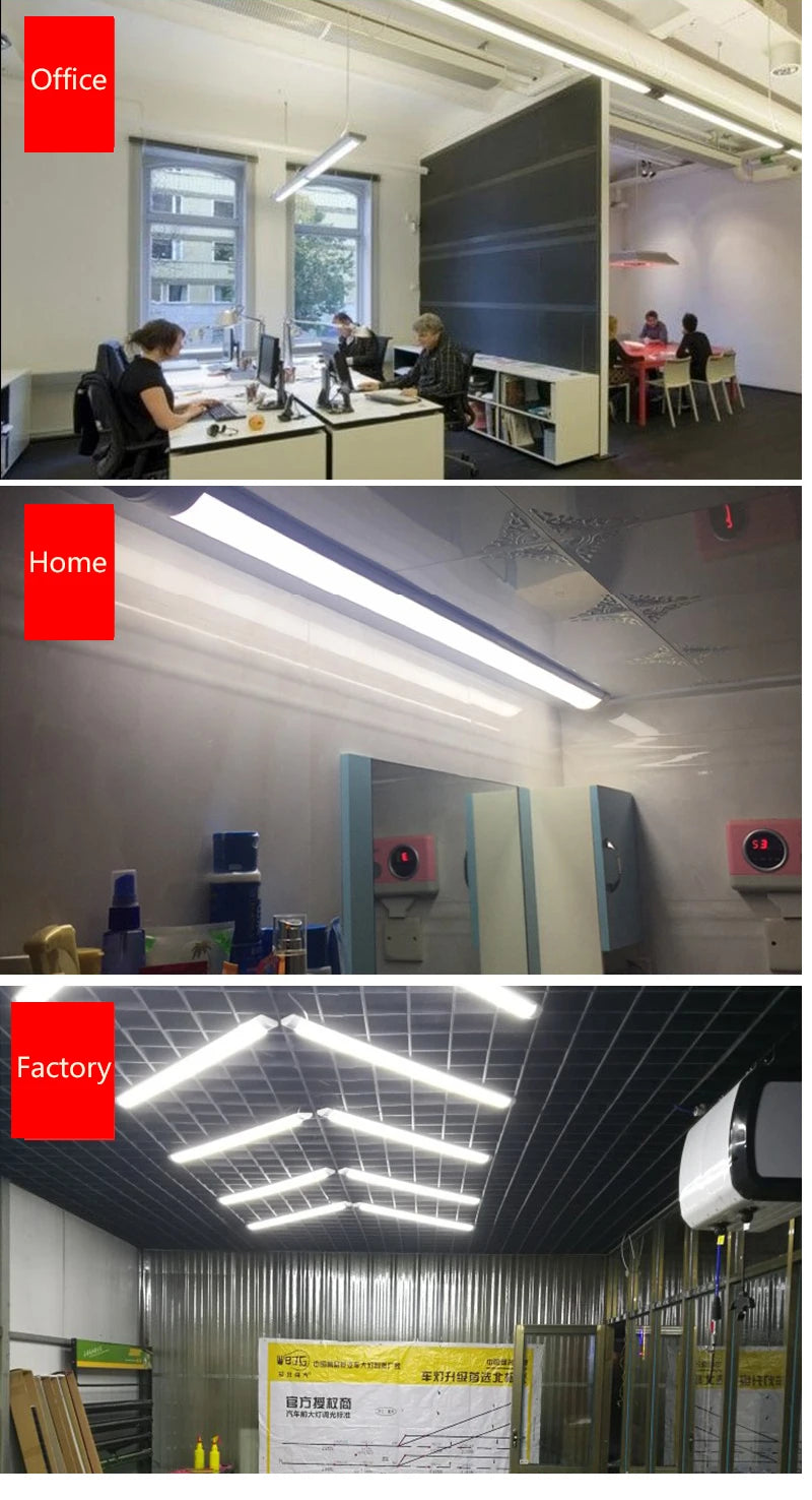 Led Lights Tube Home Lighting Kitchen Bedroom Garage Fixture t5/t8 Ceiling Linear Lamp Strip 220V Closet Cabinets 90/120cm Tube - GlowMart