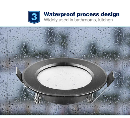 LED Downlight 220V Black Waterproof Ceiling Lamp 3w 5w 7w 9w12w15w 18W Aluminum Recessed Downlights Round Led Panel Light Indoor - GlowMart
