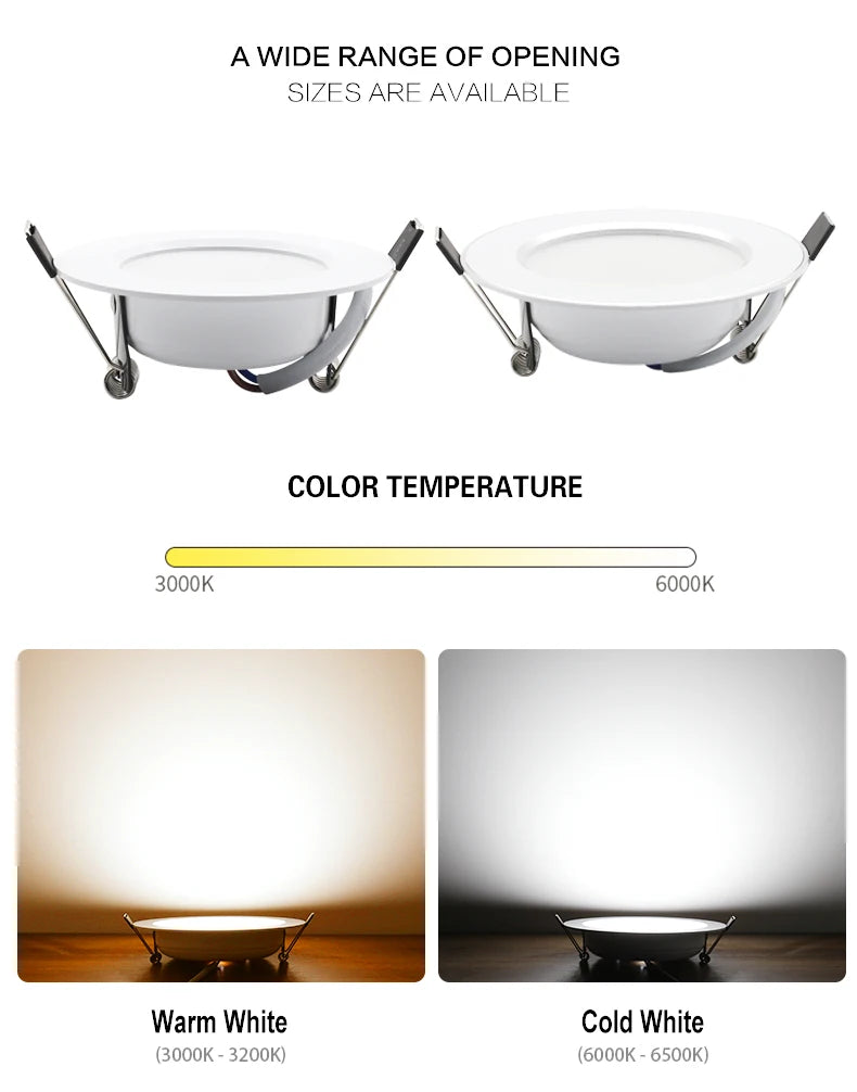 10Pcs/lot LED Downlight AC 220V 7W 9W 12W 15W 18W Round Recessed Light Waterproof Spot Lamp Down Light Kitchen LED Spot Light - GlowMart