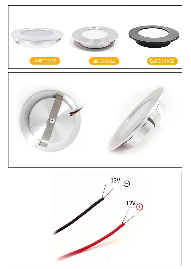 LED 12V downlight IP65 waterproof Camping car bathroom ceiling ultra-thin 24V cabinet light embedded 3W Showcase mini spotlight - GlowMart