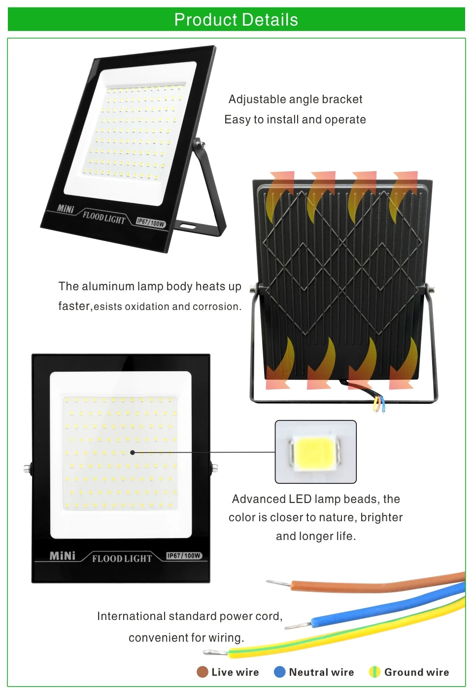 Led Flood Light 10W 20W 30W 50W 100W 150W Reflector Led IP67 Waterproof Floodlight Outdoor Spotlight Lighting Street Garden Lamp - GlowMart