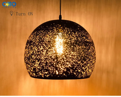 Vintage Pendant Lamp Black Iron Etching Lampshade Bar/Teahouse/Restaurant Indoor Lighting American Creative E27 Pendant Lights - GlowMart