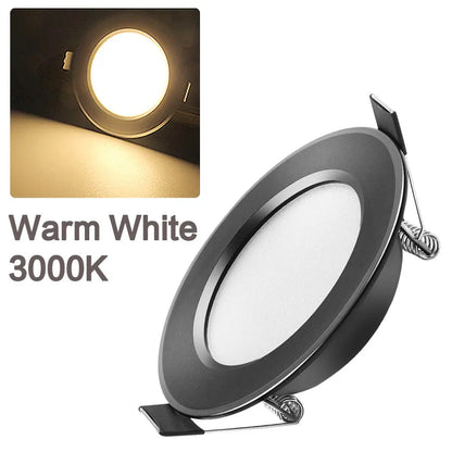 LED Downlight 220V Black Waterproof Ceiling Lamp 3w 5w 7w 9w12w15w 18W Aluminum Recessed Downlights Round Led Panel Light Indoor - GlowMart