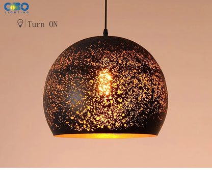 Vintage Pendant Lamp Black Iron Etching Lampshade Bar/Teahouse/Restaurant Indoor Lighting American Creative E27 Pendant Lights - GlowMart