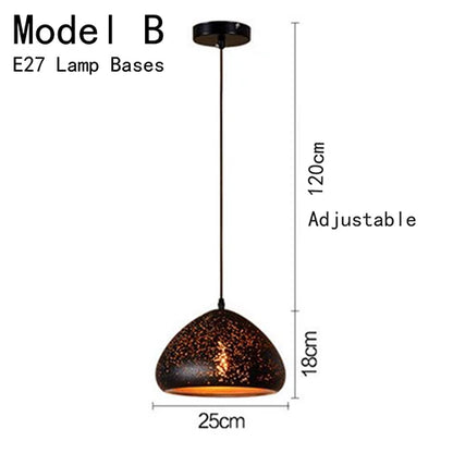 Vintage Pendant Lamp Black Iron Etching Lampshade Bar/Teahouse/Restaurant Indoor Lighting American Creative E27 Pendant Lights - GlowMart