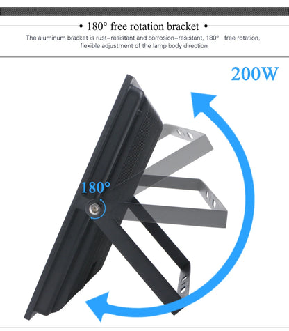 LED Flood Light Spotlight 100W 150W 200W IP66 Waterproof Outdoor Lighting 6500K Garage Gym Street Gate Wall Floodlights AC220V - GlowMart