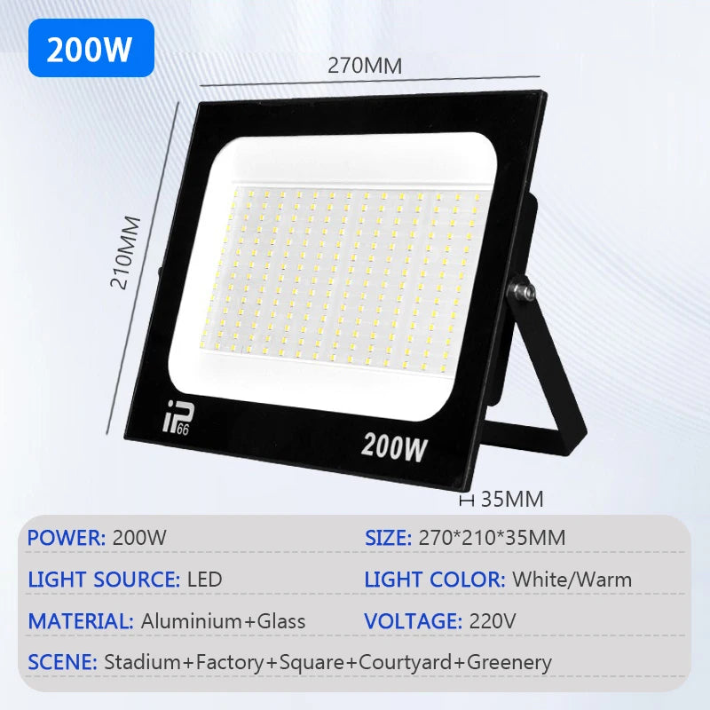 Floodlight Outdoor LED IP66 Waterproof Path Light Spotlight 10W 20W 30W 50W 100W 200W Outdoor Garden Porch Courtyard Lamp - GlowMart
