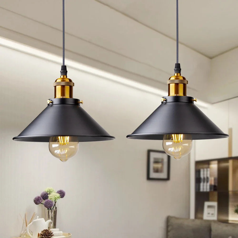 Vintage LED Iron Lampshade Retro Chandeliers Russia Pendant Lights for Loft Kitchen Dining Bedroom Home Lighting Hanging Lamp - GlowMart