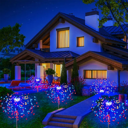 Outdoor LED Solar Pathway Lights Waterproof Garden Decor Fireworks Dandelion Lawn Lamp For Patio Balcony Walkway Yard - GlowMart
