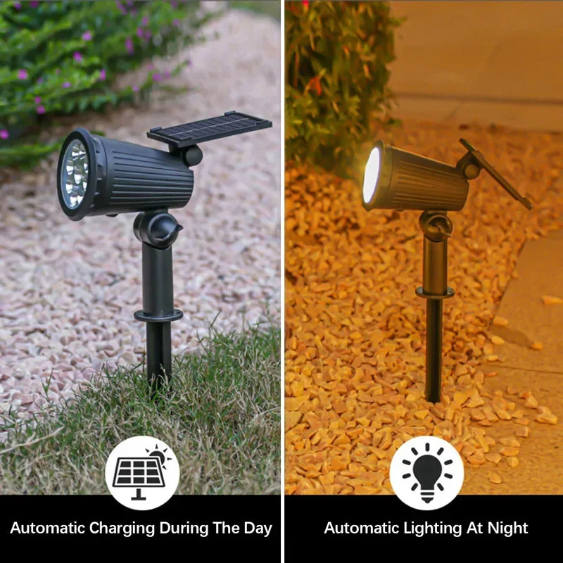9 Led Solar Spot Lights Outdoor Rgb Solar Landscape Lights Ip65 Waterproof Brightness Adjustable For Garden Yard Palm Trees - GlowMart