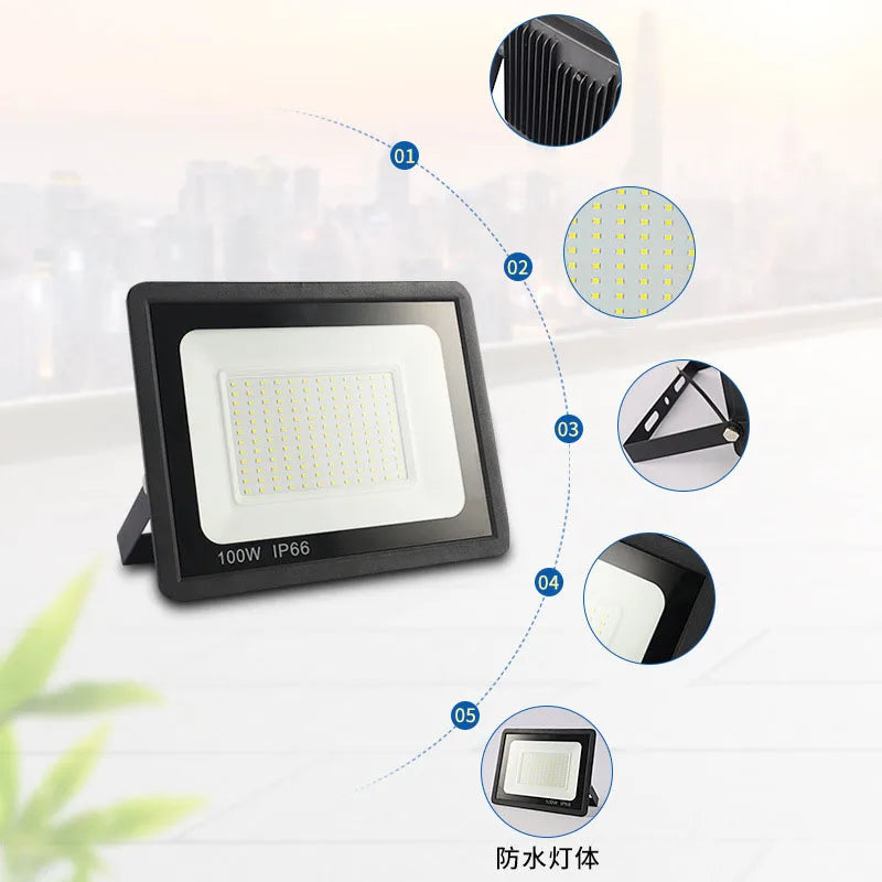 LED Spotlight Flood Light Outdoor AC220V 10W 20W 30W 50W 100W IP65 Floodlight for Garden Path Street Gate Wall Lamp Lighting - GlowMart
