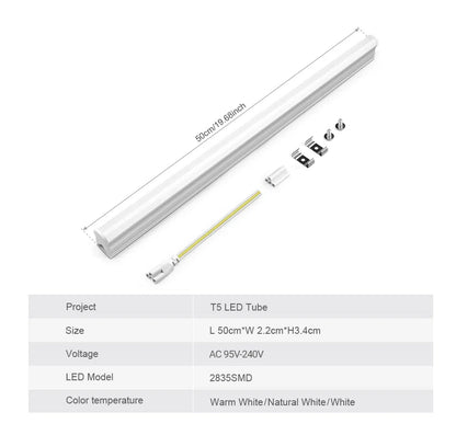 Latest T5 LED Lamp Tube 50CM/19.69in Aluminum Alloy Shell SMD 2835 220V 110V For Kitchen Vestibule Hallway Bedroom Wall Lighting - GlowMart