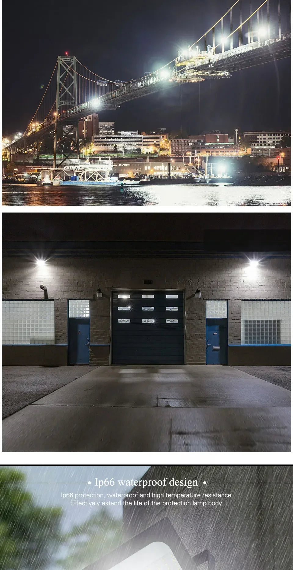 LED Flood Light Spotlight 100W 150W 200W Outdoor Lighting 6500K Waterproof Garage Gym Street Gate Wall Lamps Floodlights AC220V - GlowMart