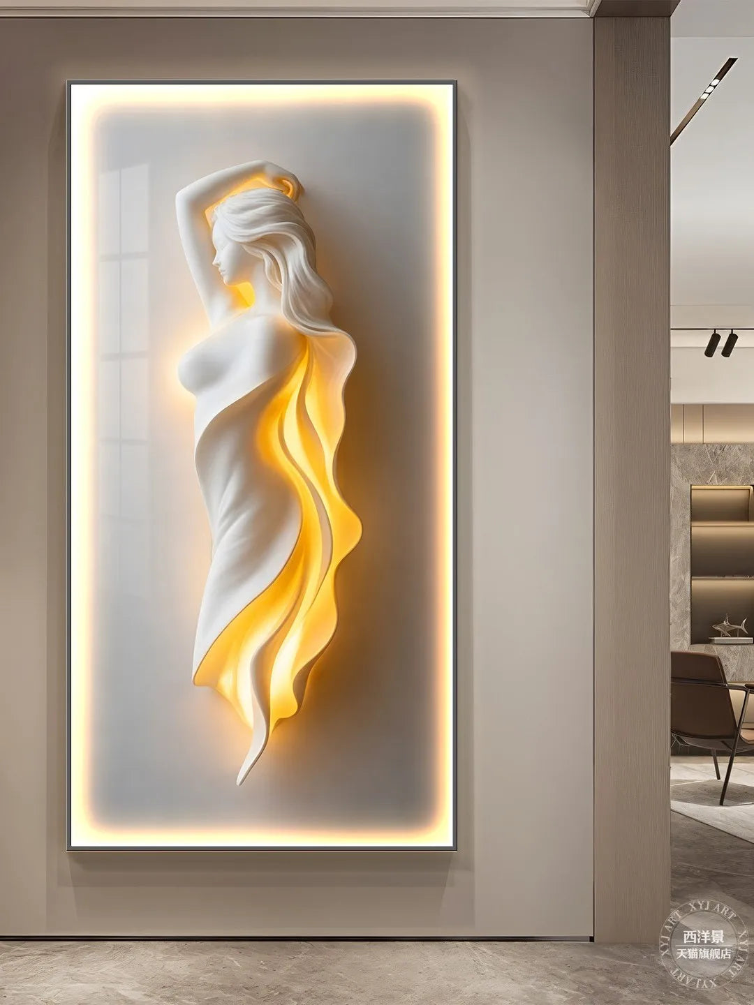 Modern Light Luxury Entrance Decoration Painting Simple Abstract Corridor Hanging Painting High-end Relief Wall Lamp Painting - GlowMart