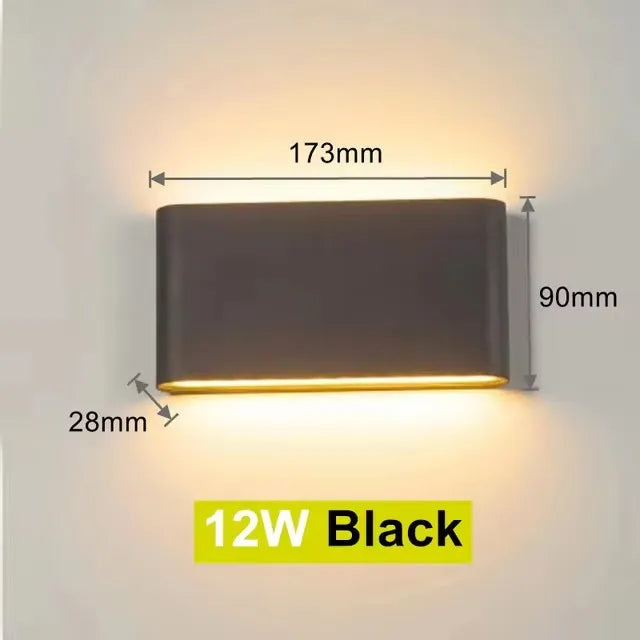 Modern Waterproof outdoor 12W LED wall lamp IP65 Aluminum UP and Down Wall Light Garden porch Sconce Decoration Light 110V 220V - GlowMart