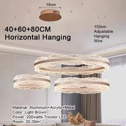 LED Luxury Pendant Light Living Dining Room Bedroom Modern Upscale Acrylic Texture Suspension Lamp Home Decoration - GlowMart