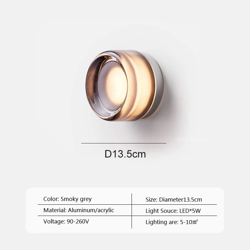 Modern LED Wall Lamp Living Room Amber Jelly Decor Wall Sconces  Corridor Study Dining Room  Home Decoration Smokey Grey Fixture - GlowMart