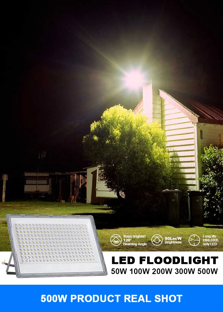 50W 100W 200W 300W 500W Led Floodlight Outdoor IP66 Waterproof 220V Reflector LED Garden Lighting Street Lamp Wall Flood Lights - GlowMart