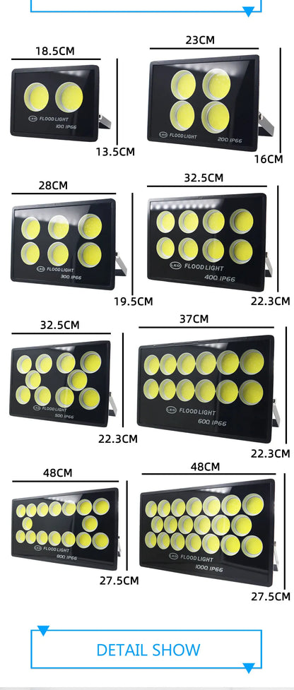 Led Flood Light 100W-1000W AC 220V Outdoor Wall Floodlight Spotlight IP66 Waterproof LED Street Lamp - GlowMart