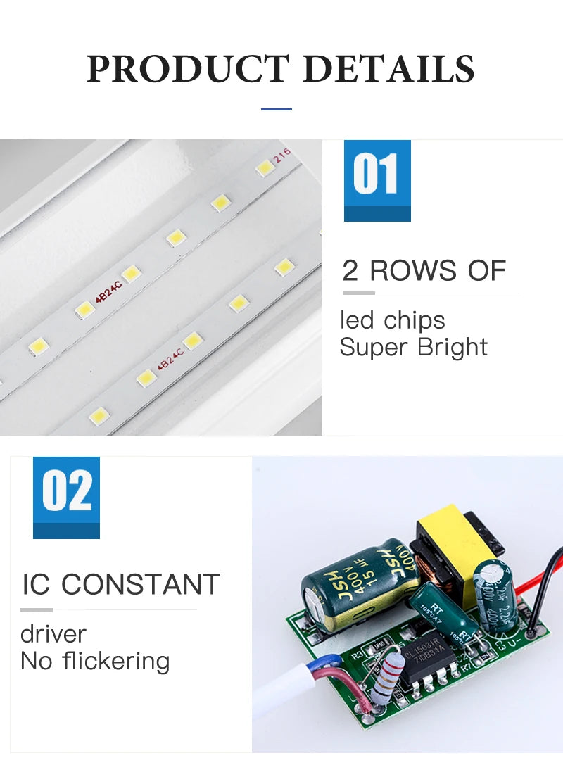 LED Light Tube Direct Plug-in Light Tube 110V 220V LED Lamp Tube Desk Work Study Shop Garage Warehouse Kitchen Cabinet Lighting - GlowMart