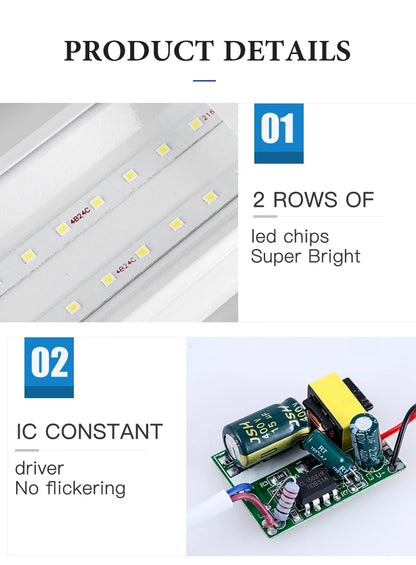 LED Light Tube Direct Plug-in Light Tube 110V 220V LED Lamp Tube Desk Work Study Shop Garage Warehouse Kitchen Cabinet Lighting - GlowMart
