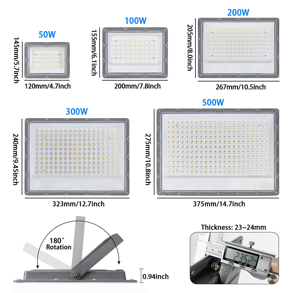 50W 100W 200W 300W 500W Led Floodlight Outdoor IP66 Waterproof 220V Reflector LED Garden Lighting Street Lamp Wall Flood Lights - GlowMart