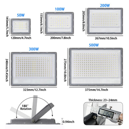 50W 100W 200W 300W 500W Led Floodlight Outdoor IP66 Waterproof 220V Reflector LED Garden Lighting Street Lamp Wall Flood Lights - GlowMart
