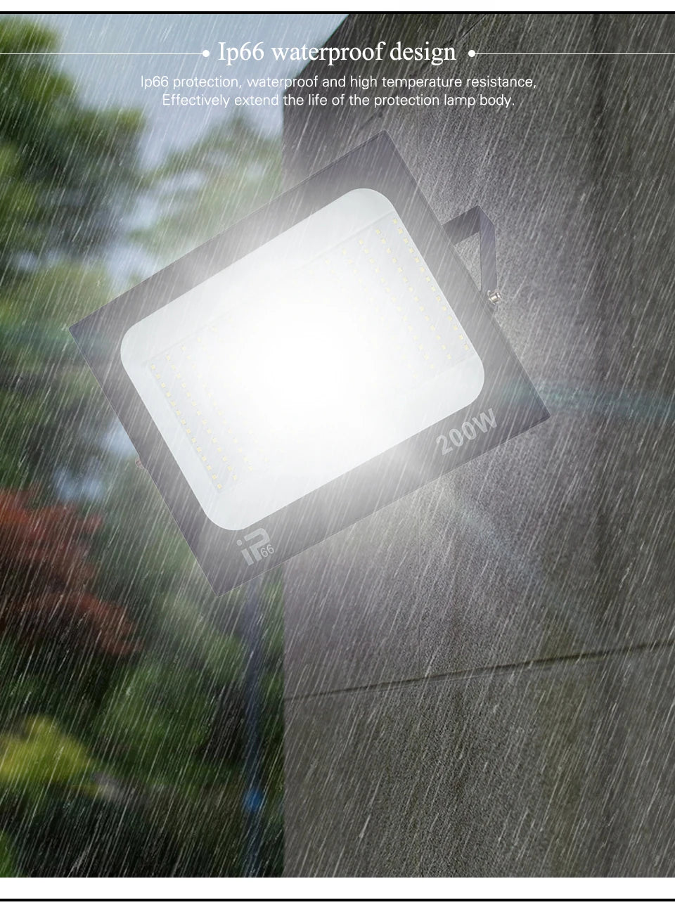 200W LED Flood light Spotlight Projector Outdoor Lighting 6500k Waterproof IP66 for Wall Garage Gym Street 220V - GlowMart