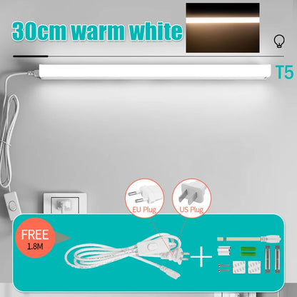 LED Light Tube Direct Plug-in Light Tube 110V 220V LED Lamp Tube Desk Work Study Shop Garage Warehouse Kitchen Cabinet Lighting - GlowMart