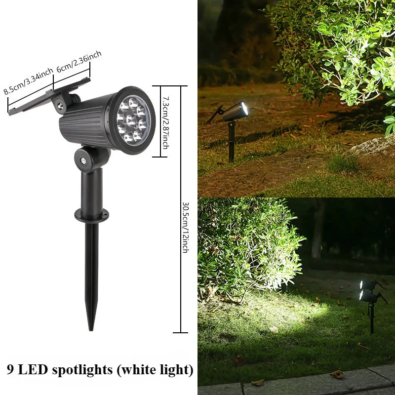 9 Led Solar Spot Lights Outdoor Rgb Solar Landscape Lights Ip65 Waterproof Brightness Adjustable For Garden Yard Palm Trees - GlowMart