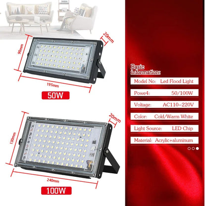 LED Flood Light 50W 100W Outdoor Lighting AC 110V 220V Floodlight IP65 Reflector Projecteur Led Exterieur Focus Spotlight - GlowMart