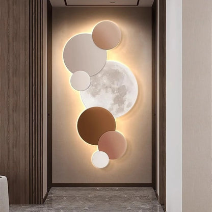 Modern porch decoration painting Wall lamp LED luminous light Corridor corridor hanging painting High grade wall painting Moon - GlowMart