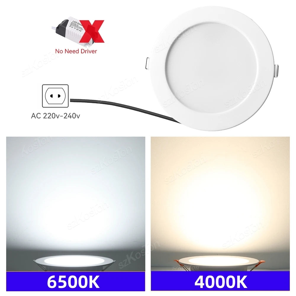 10pcs/Lot LED Downlight 5W 7W 9W 12W 20W 220V Recessed Ceiling Lamp  Round LED Panel Down Lights Spotlight Lighting - GlowMart