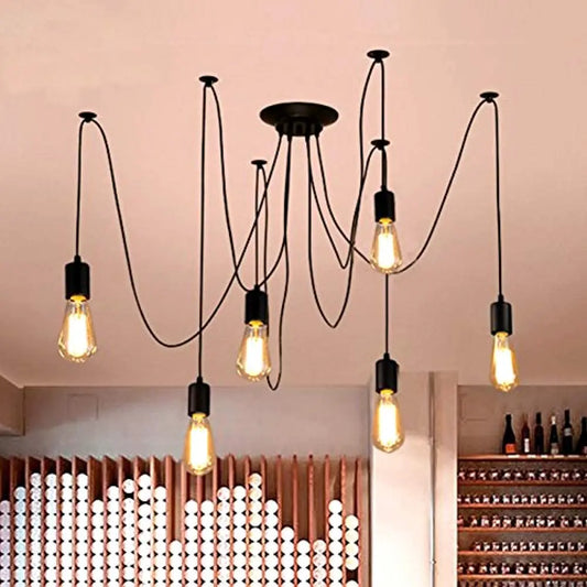 Spider Lights Vintage Chandelier Edison Industrial Hanging Ceiling Multiple Pendant Light for Kitchen Farmhouse Living Room