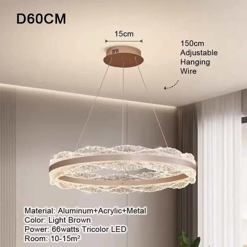 LED Luxury Pendant Light Living Dining Room Bedroom Modern Upscale Acrylic Texture Suspension Lamp Home Decoration - GlowMart