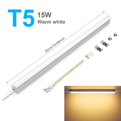 50cm T5/T8 High Brightness LED Light Tube No Power Plug Tube Lamp White/Warm White For Warehouse Garage Kitchen Shop Factory - GlowMart