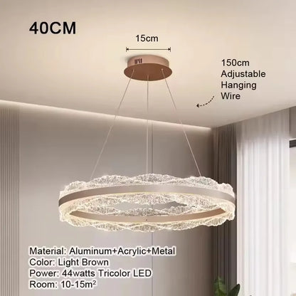LED Luxury Pendant Light Living Dining Room Bedroom Modern Upscale Acrylic Texture Suspension Lamp Home Decoration - GlowMart