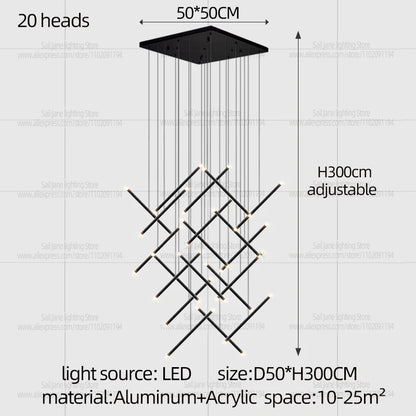 Nordic Pendant Light Modern Living Room Dining Table Lighting Lounge Hanging Restaurant Attic Chandelier Bedroom Ceiling Lamp - GlowMart