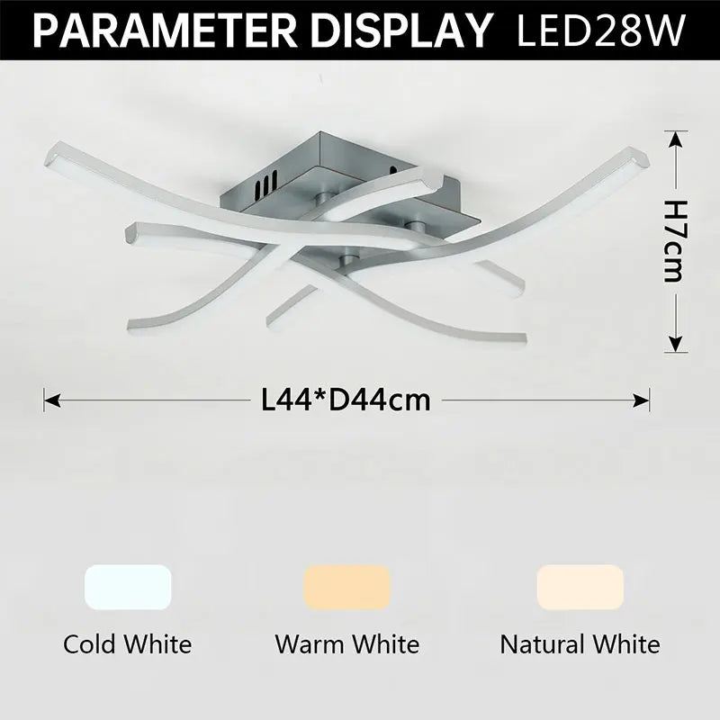 Ceiling Lamp Modern Living Room Lamp For Dining Room Bedroom Balcony LED Ceiling Light 28W Curved Design Panel lights For Home